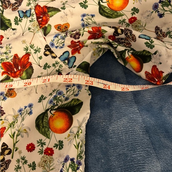Red and White Casual Button Down Shirt with Floral and Fruit Print - Picture 4 of 8
